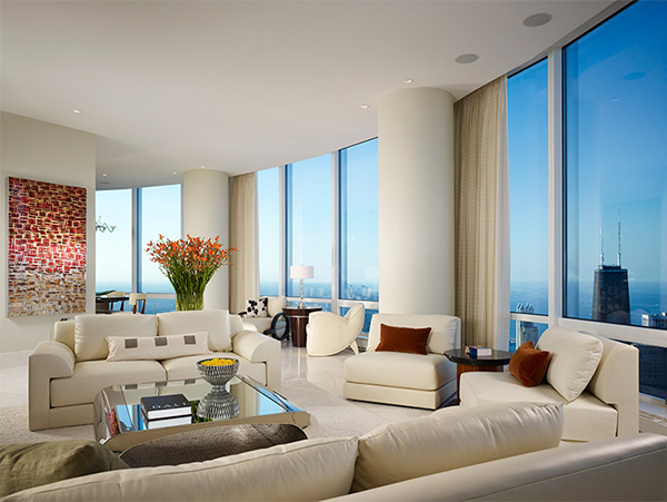 Chicago's Trump International Hotel and Tower Showcases Some of the Finest in Exclusive Interiors by John Robert Wiltgen Design as Shown in this Grand Living Area