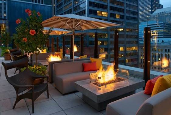 Rleaxing fire pits at Aire over the new Hyatt Centric