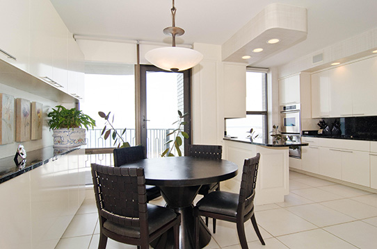 ultra-bright kitchen which offers plentiful storage space - Chicago Interior Design